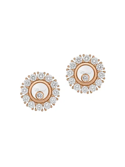 Chopard Women's Happy Diamonds 18k Rose Gold & 1.20 Tcw Diamond Stud Earrings In Red