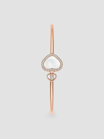 Chopard Women's Happy Diamonds Happy Hearts 18k Rose Gold, Diamond & Mother-of-pearl Bangle In White