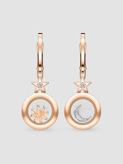 Chopard Women's Happy Diamonds Icons Moon And Stars 18k Rose Gold & 0.05 Tcw Diamond Drop Earrings