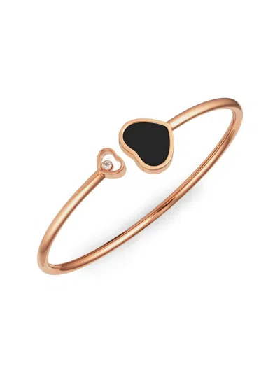 Chopard Women's Happy Hearts 18k Rose Gold, Diamond & Black Onyx Bangle