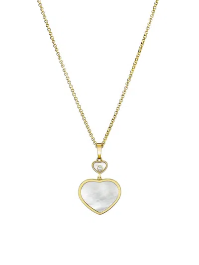 Chopard Women's Happy Hearts 18k Yellow Gold, Mother-of-pearl & 0.05 Tcw Diamond Pendant Necklace