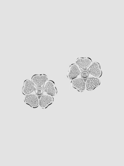 Chopard Women's Happy Hearts Flowers 18k White Gold & Diamond Stud Earrings