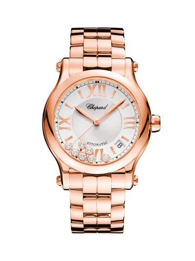 Chopard Women's Happy Sport 18k Rose Gold & 0.35 Tcw Diamond Bracelet Watch/30mm In Brown