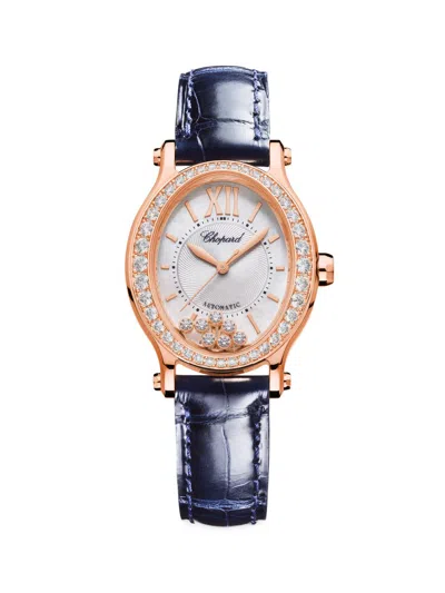 Chopard Women's Happy Sport 18k Rose Gold & Diamond Crocodile Watch In Black
