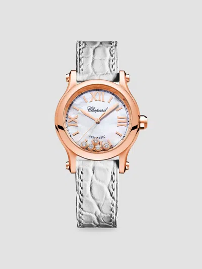 Chopard Happy Sport 18k Rose Gold, Diamond & Alligator Strap Watch