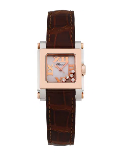 Pre-owned Chopard Women's Happy Sport Square Diamond Watch, Circa 2000's (authentic Pre-loved)