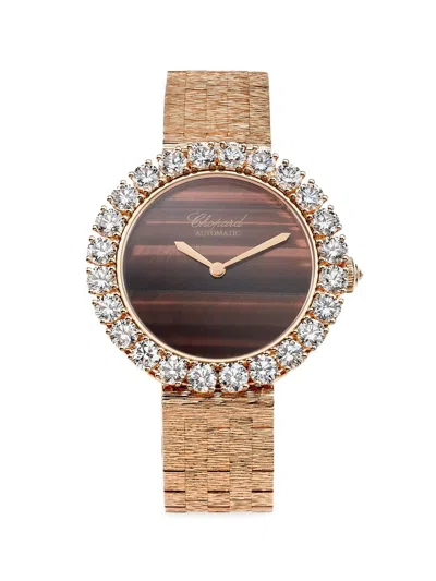 Chopard Women's L'heure Du Diamant 18k Rose Gold, Tiger's Eye, & 5.51 Tcw Diamond Bracelet Watch/35.75mm In Gray