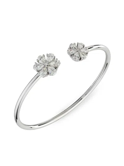 Chopard Women's Lheure Du Diamant 18k White Gold & 2.39 Tcw Diamond Flower Cuff In Metallic