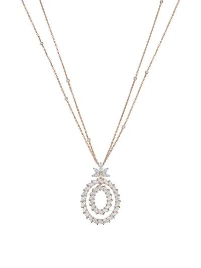 Chopard Women's L'heure Du Diamant Double Oval Marquise 18k Rose Gold & 6.29 Tcw Diamond Pendant Necklace