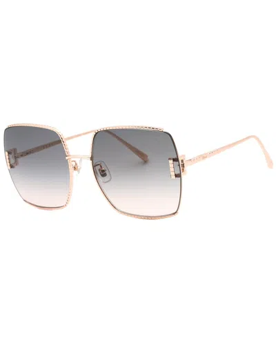 Chopard Grey Gradient Square Ladies Sunglasses Schg30m 08fc 63 In Gold