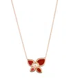 Chopard X Mariah Carey Rose Gold, Diamond And Carnelian Happy Butterfly Pendant Necklace In Rose Gold