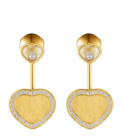 Chopard Yellow Gold And Diamond Happy Hearts Golden Hearts Earrings