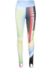 Chopova Lowena Abstract-print Stirrup-cuffs Leggings In Blue