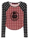 Chopova Lowena Angelia Flocked Long-sleeved Top In Red