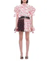 Chopova Lowena Apex Printed Puff-sleeve Pleated Mini Dress