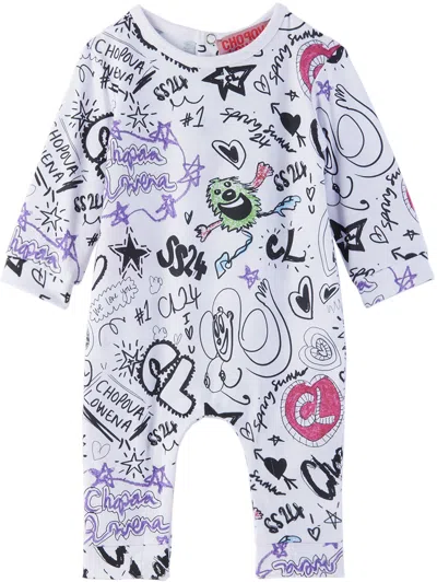 Chopova Lowena Baby White Doodle Jumpsuit In Black And White