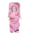 Chopova Lowena Ruched Printed Mesh Dress
