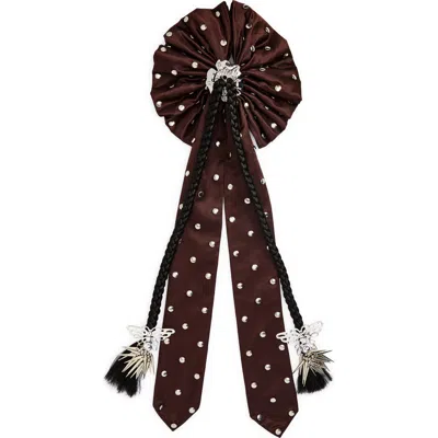 Chopova Lowena Belle Rosette Barrette In Brown