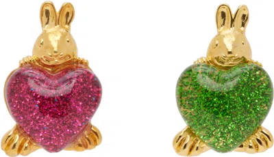 Chopova Lowena Belly Bunnies Stud Earrings In Gold
