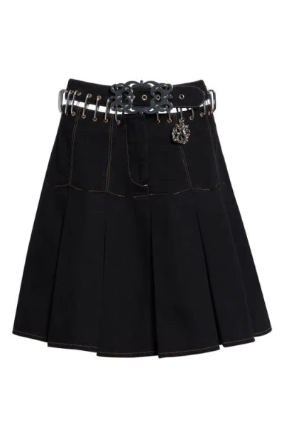 Chopova Lowena Bevo Carabiner Denim Skirt In Black