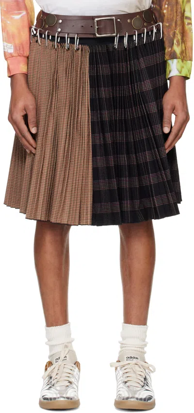 Chopova Lowena Black & Brown Thunder Knee Carabiner Skirt In Black And Brown Tart