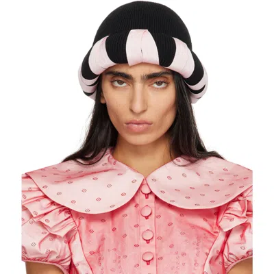 Chopova Lowena Black & Pink Cribbage Cross Beanie