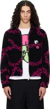 Chopova Lowena Black & Purple Charm Party Fitted Fleece Jacket In Multi