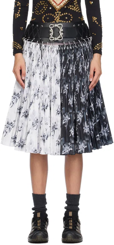 Chopova Lowena Black & White Patricia Knee Carabiner Midi Skirt In Black/white