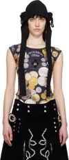 Chopova Lowena Black Angelica Coin Short Sleeve Top In Black Multi