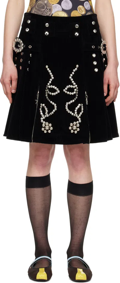 CHOPOVA LOWENA BLACK CORDUROY BIGGITY MINISKIRT