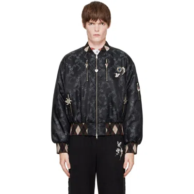 Chopova Lowena Black Crescent Bomber Jacket In Multi