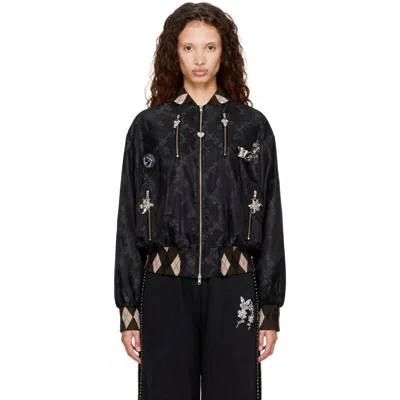 Chopova Lowena Black Crescent Bomber Jacket In Multi