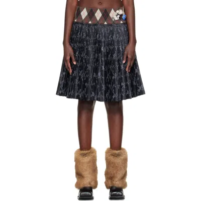 Chopova Lowena Black Crescent Pleated Knee Miniskirt In Multi
