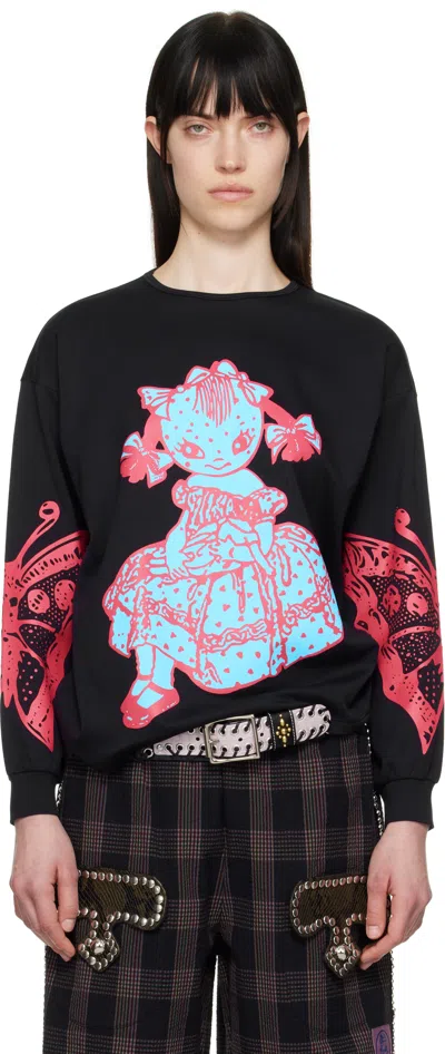 Chopova Lowena Black Dotty Oversized Jersey T-shirt In Black Multi