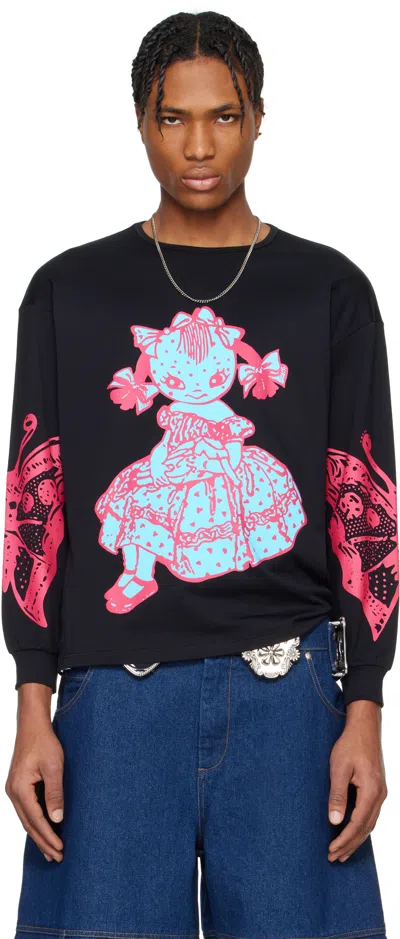 Chopova Lowena Black Dotty Oversized Jersey T-shirt In Black Multi
