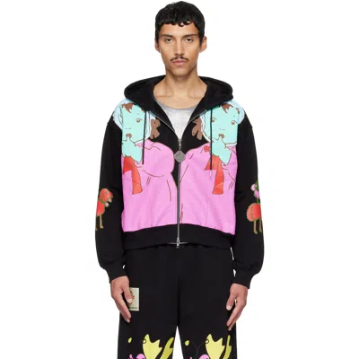 Chopova Lowena Black Double Woody Baby Zip Hoodie In Multi