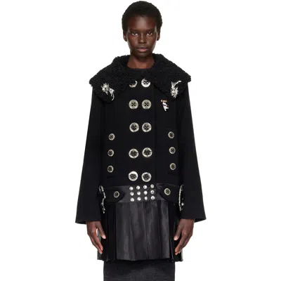 Chopova Lowena Black Fudge Buckle Coat