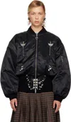 Chopova Lowena Black Glide Bomber Jacket In Animal Print