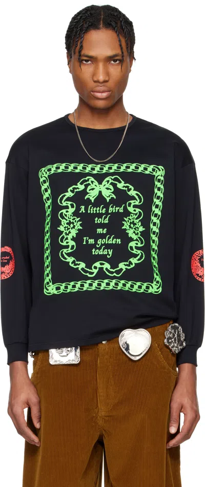 Chopova Lowena Black 'little Bird' Oversized Jersey T-shirt In Black Multi