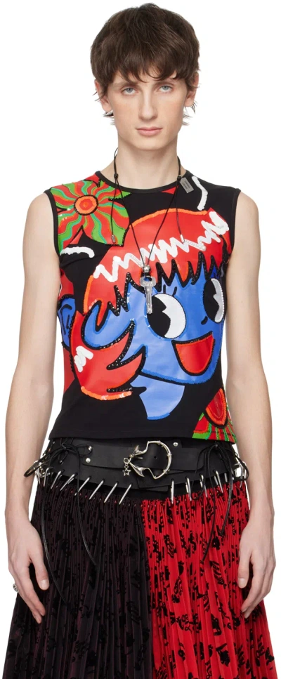 Chopova Lowena Black Little Devil Tank Top In Multi