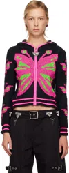 Chopova Lowena Black Neon Butterfly Hoodie In Black