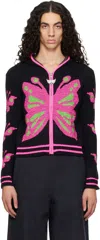 Chopova Lowena Black Neon Butterfly Hoodie In Black