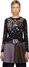 Chopova Lowena Black Night Defunct Beaded Jersey T-shirt In Black
