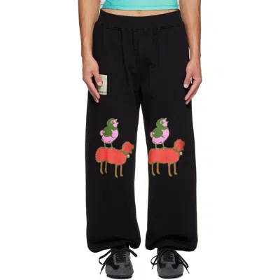 Chopova Lowena Black Piggy Back Sweatpants In Multi