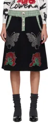 Chopova Lowena Black Quimby Midi Skirt In Multi