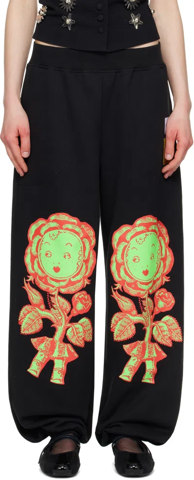 Chopova Lowena Black Rosebud Sweatpants