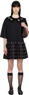 Chopova Lowena Black Saltos Kilt Minidress In Black Multi