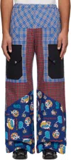 Chopova Lowena Blue & Red Cartoon Vega Trousers In Blue