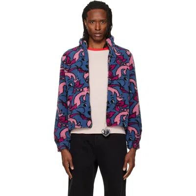 Chopova Lowena Blue Cheeky Girl Fitted Fleece Jacket In Multi