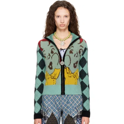 Chopova Lowena Blue Happy Girl Hoodie In Green